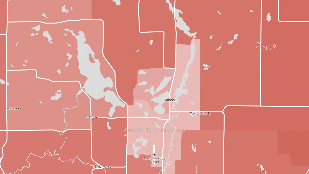 Amery, WI block-group political-lean map