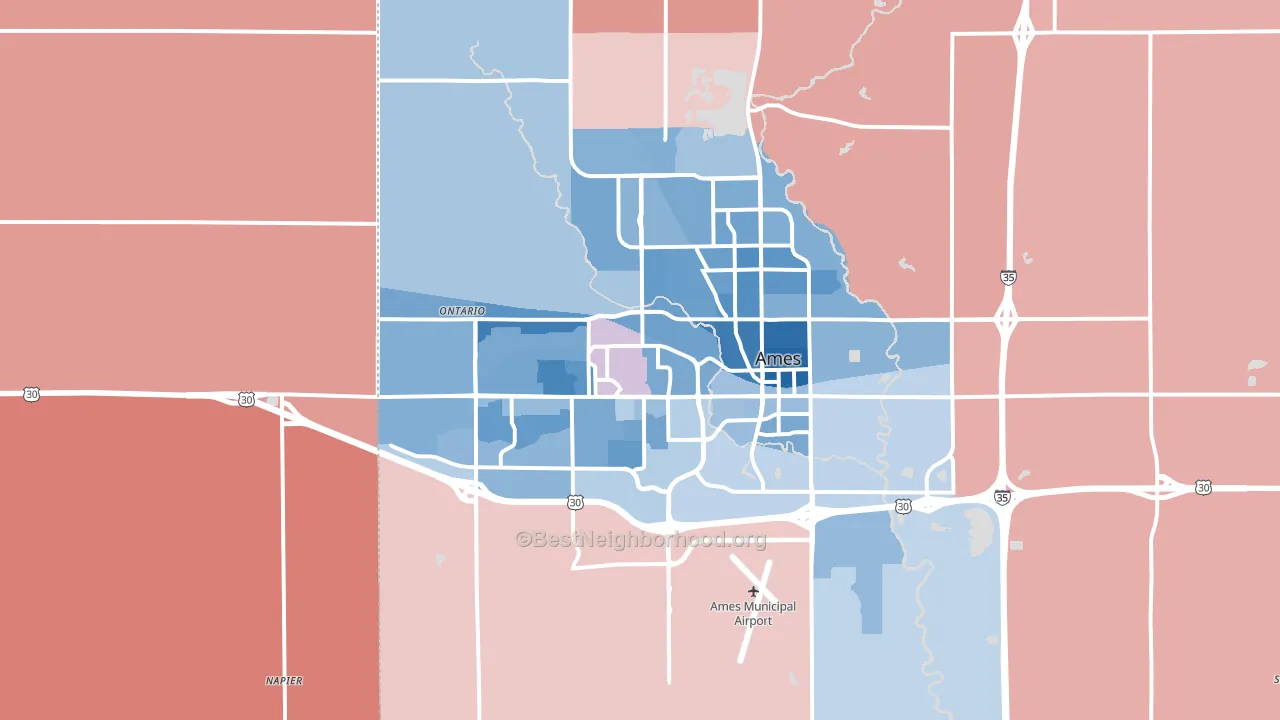 Ames, IA block-group political-lean map