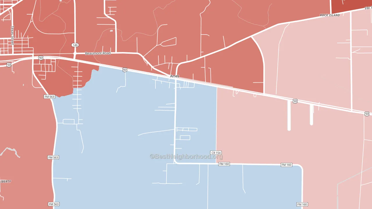 Ames, TX block-group political-lean map