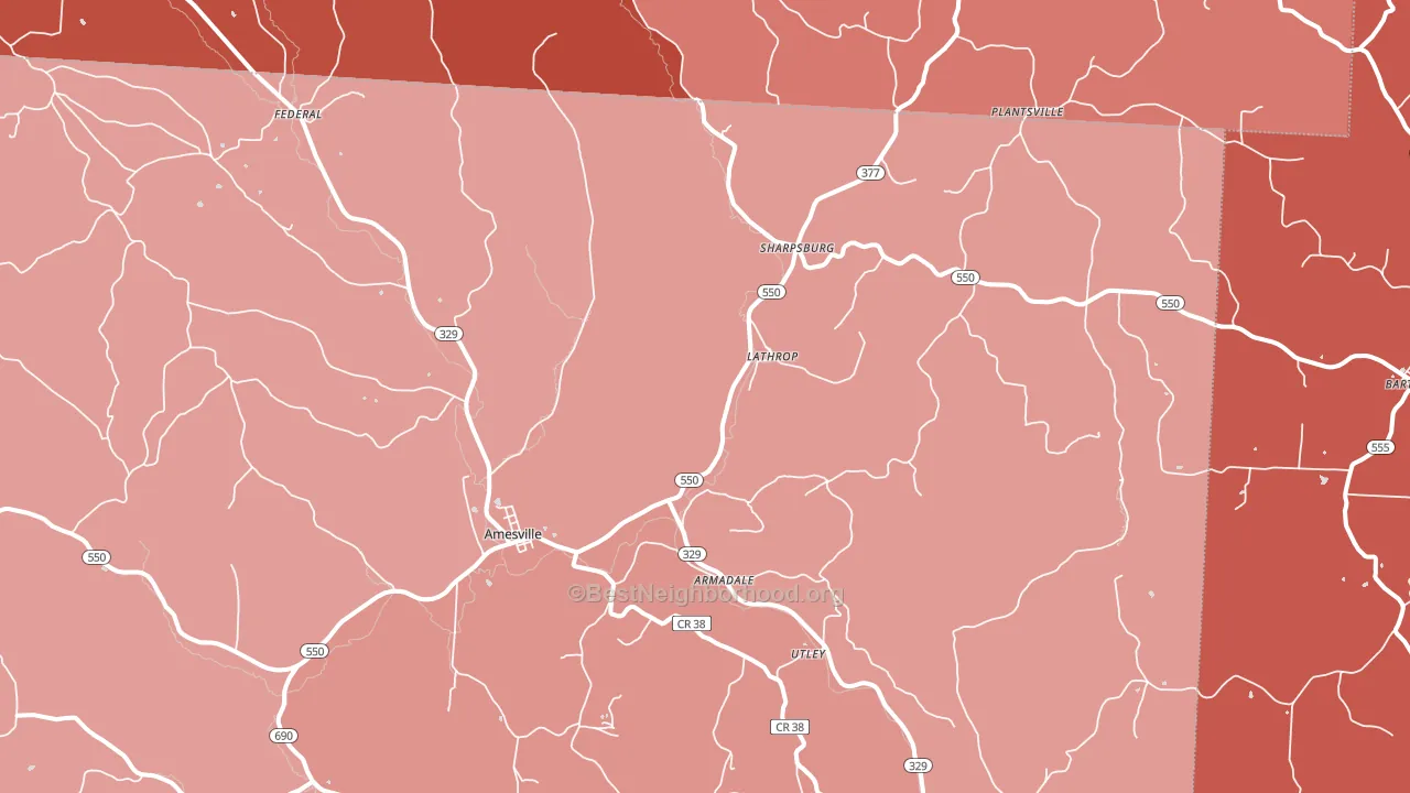 Amesville, OH block-group political-lean map