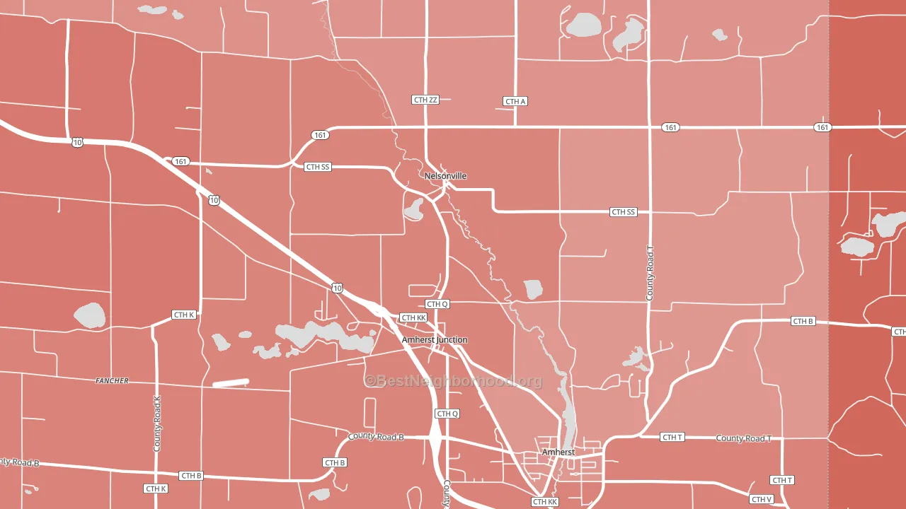 Amherst Junction, WI block-group political-lean map