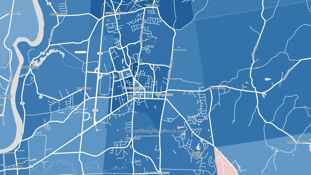 Amherst, MA block-group political-lean map