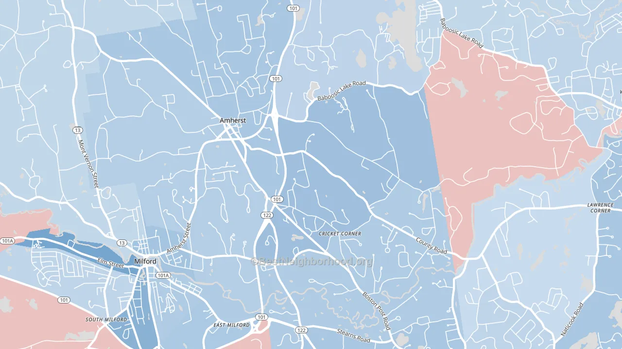 Amherst, NH block-group political-lean map