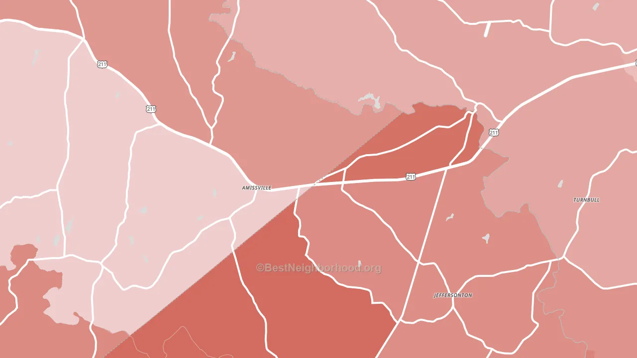 Amissville, VA block-group political-lean map