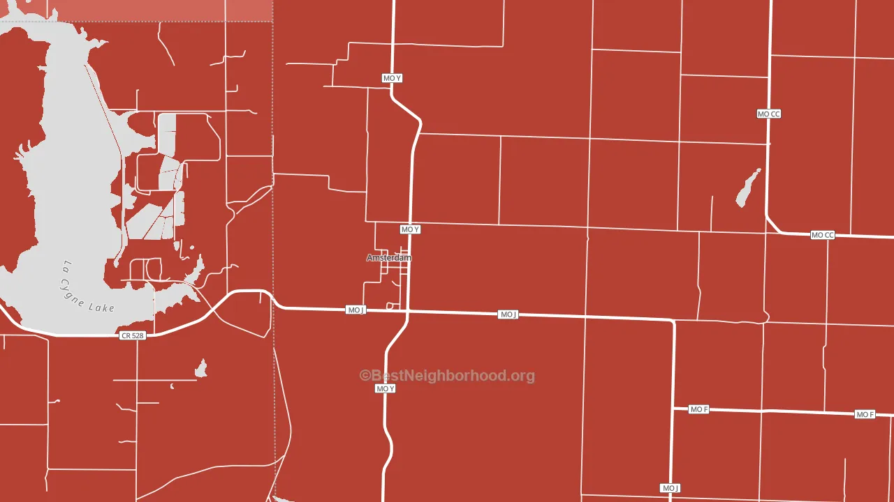 Amsterdam, MO block-group political-lean map