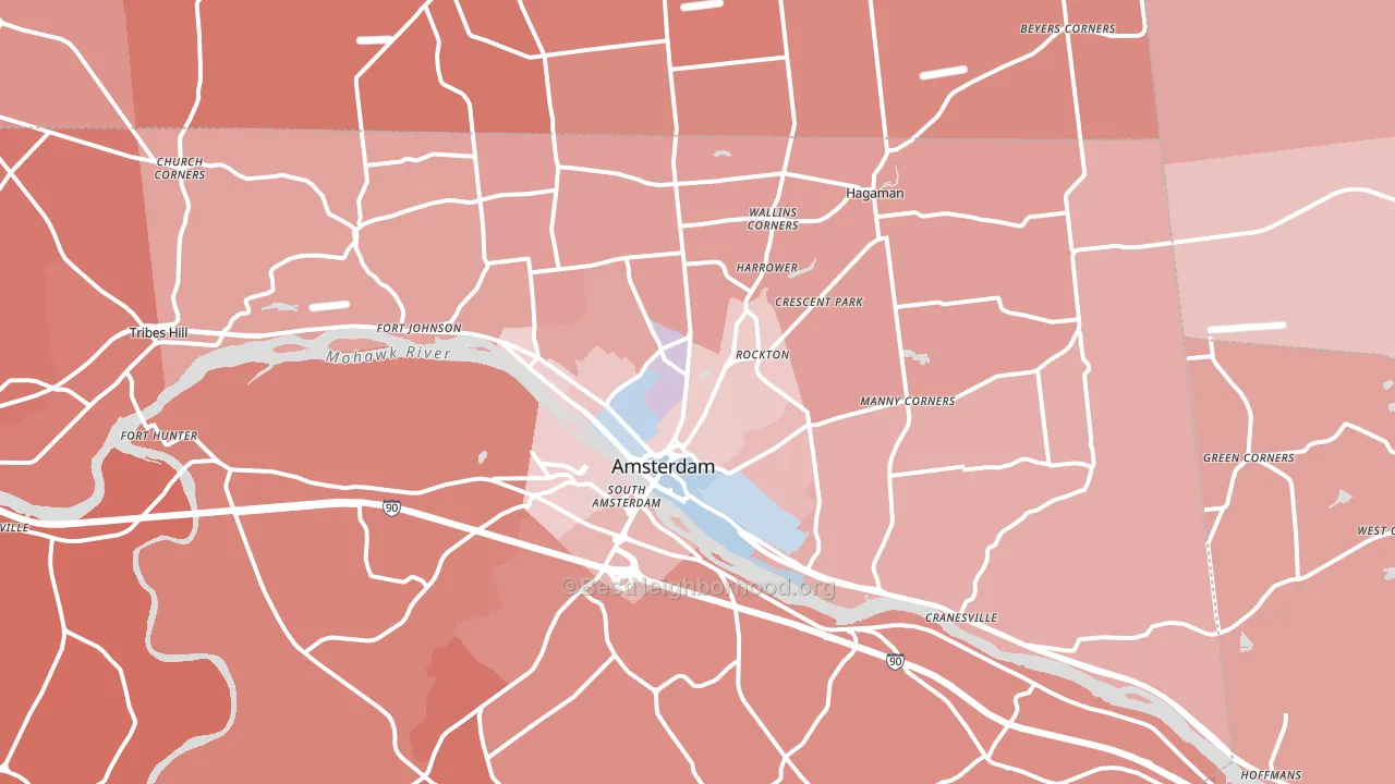 Amsterdam, NY block-group political-lean map