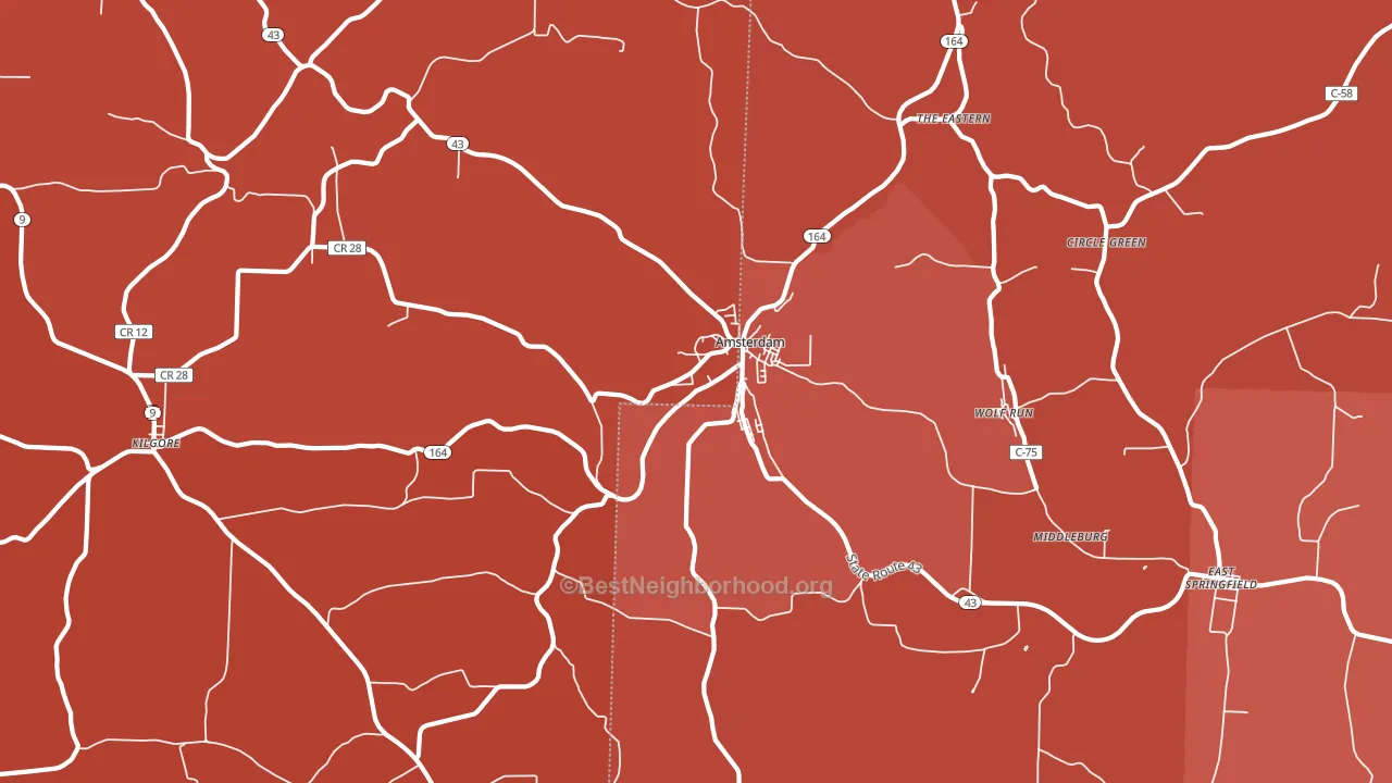Amsterdam, OH block-group political-lean map