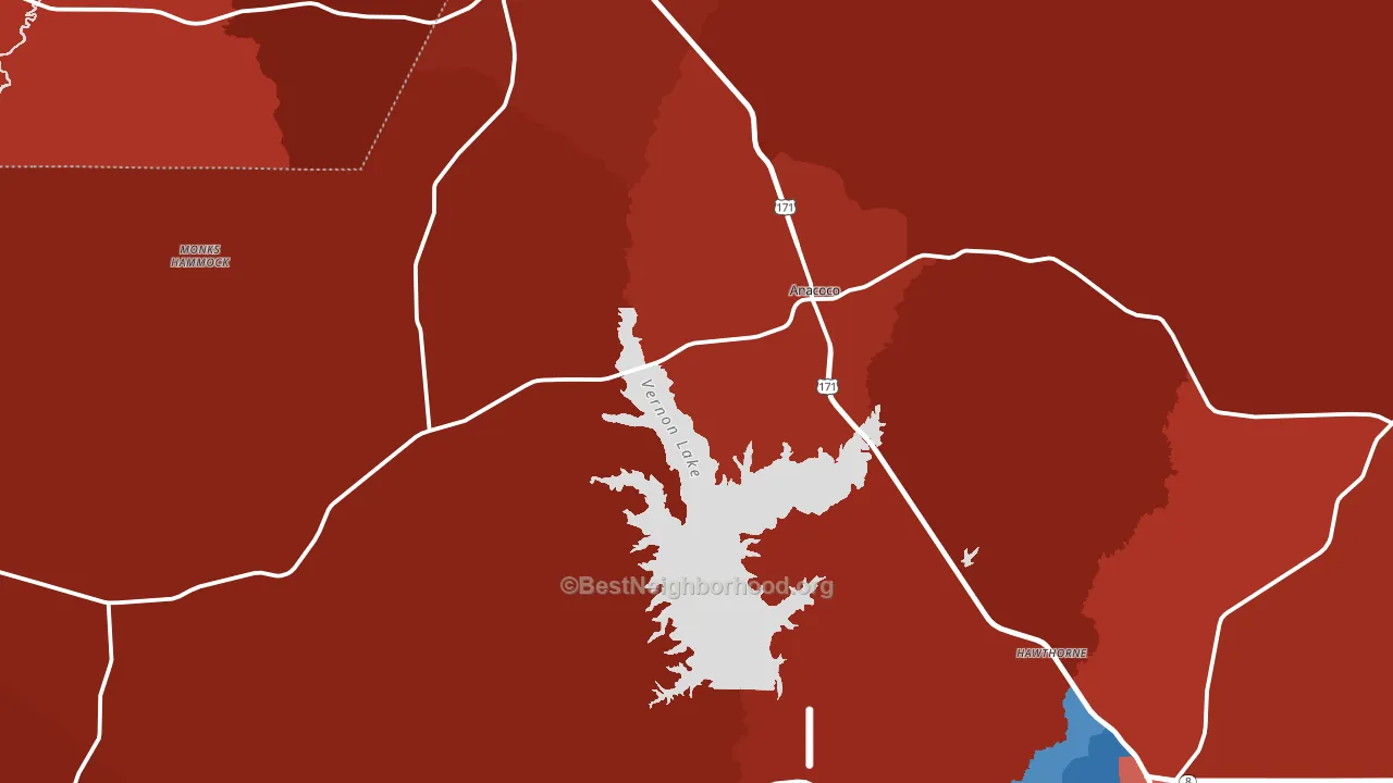 Anacoco, LA block-group political-lean map