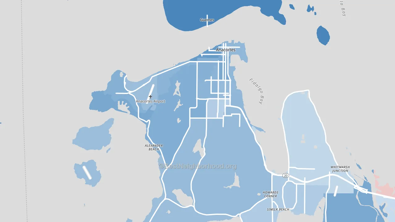 Anacortes, WA block-group political-lean map