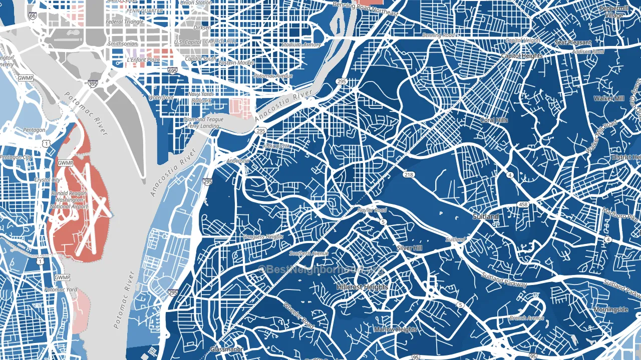 Anacostia, Washington, DC block-group political-lean map