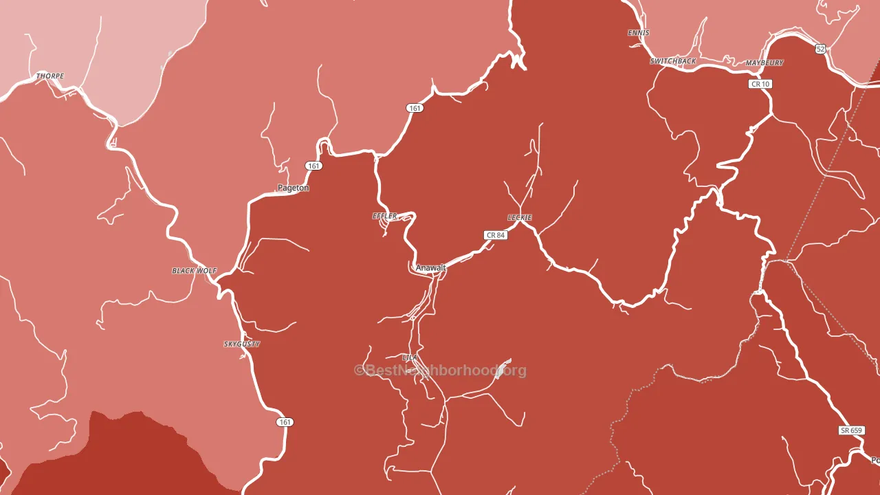 Anawalt, WV block-group political-lean map