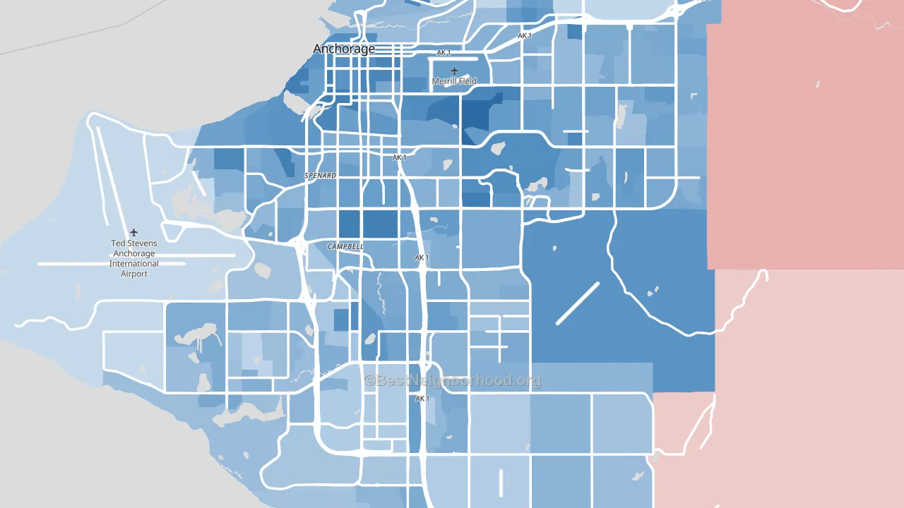 Anchorage, AK block-group political-lean map