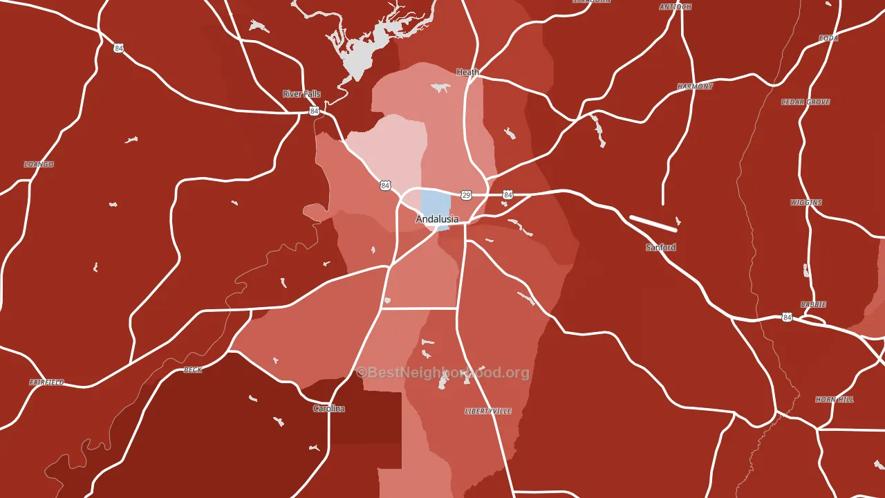 Andalusia, AL block-group political-lean map