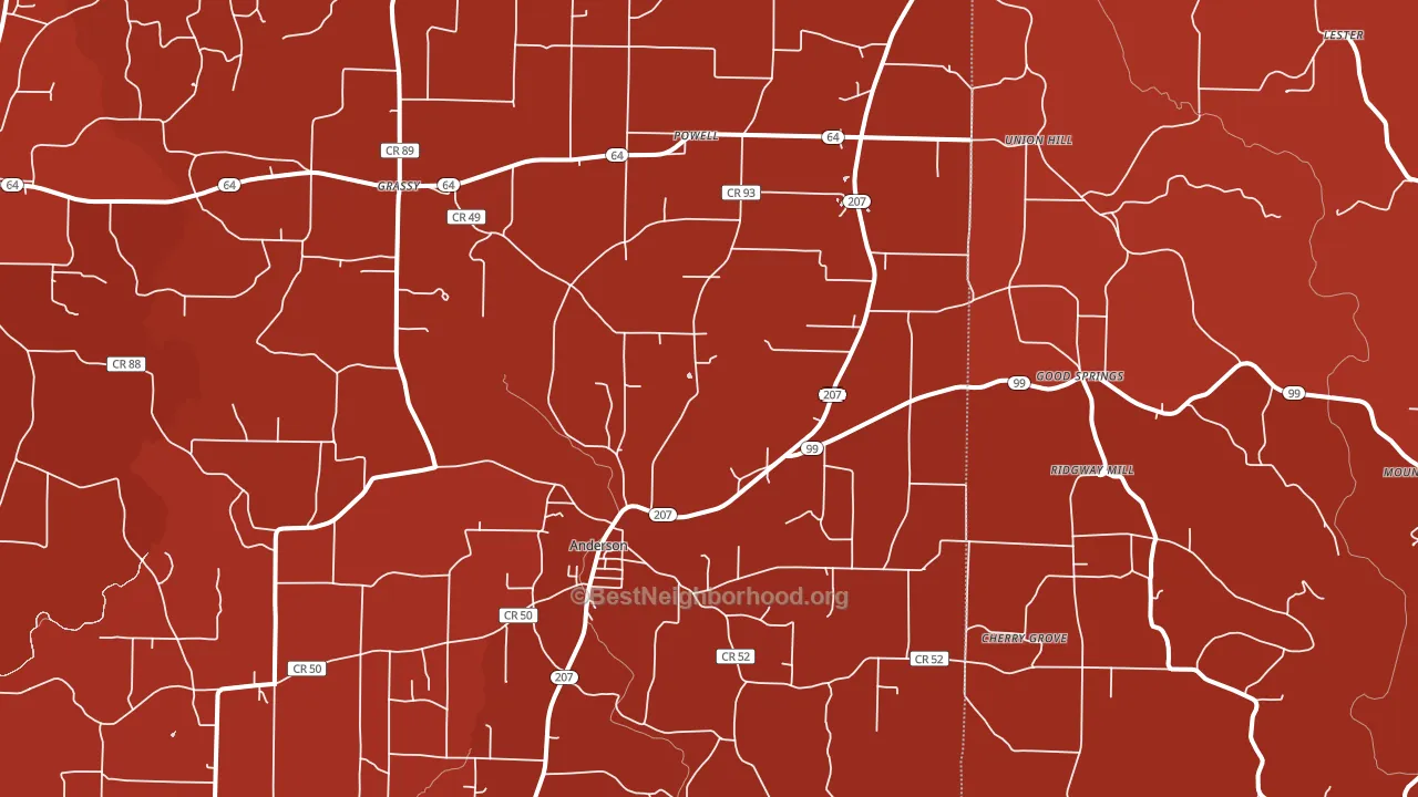 Anderson, AL block-group political-lean map