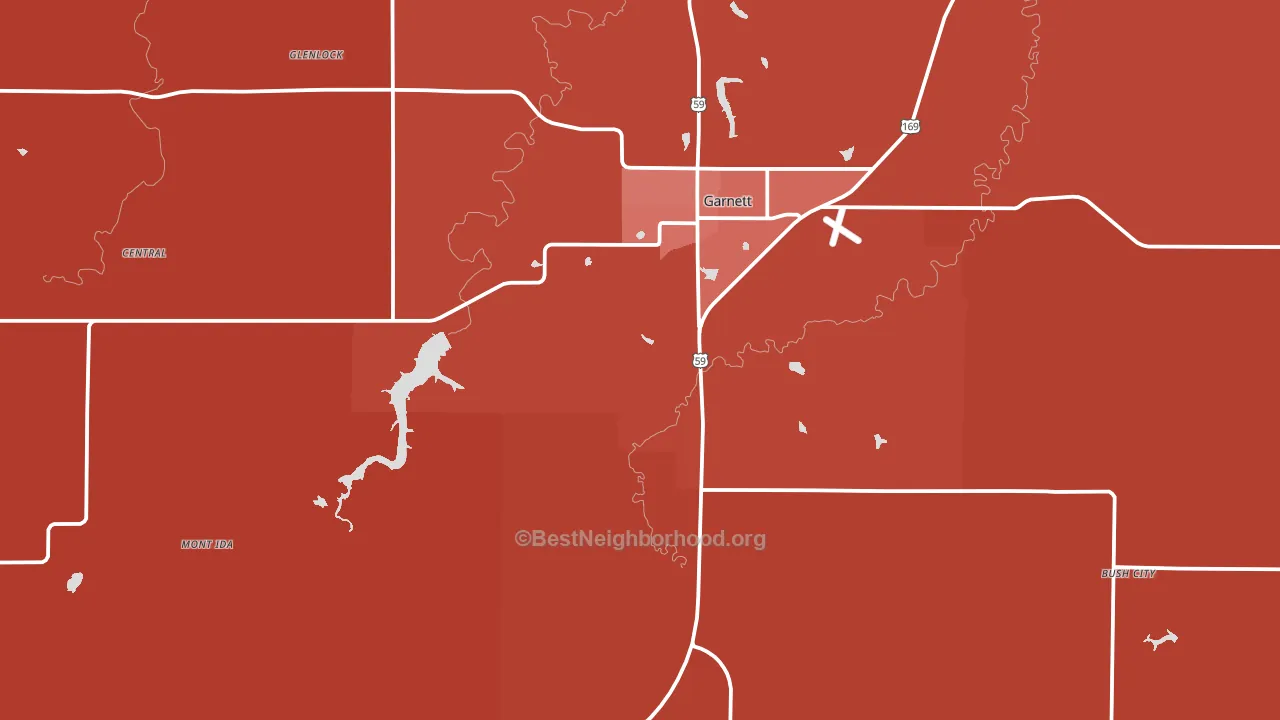 Anderson County, KS block-group political-lean map