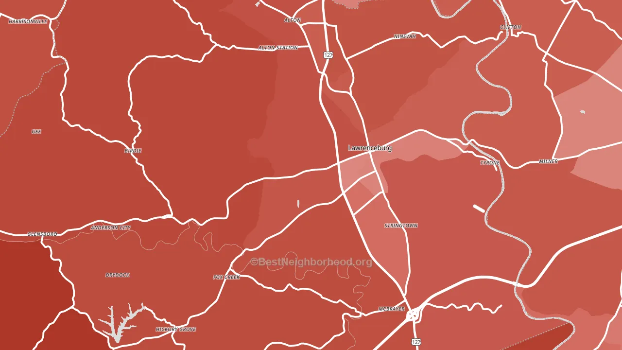 Anderson County, KY block-group political-lean map