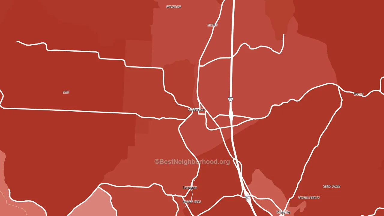 Anderson, MO block-group political-lean map