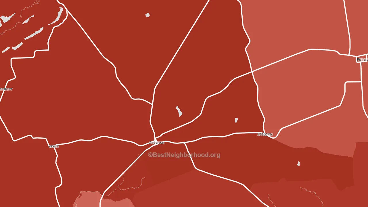 Anderson, TX block-group political-lean map