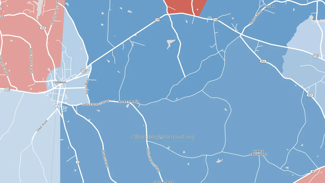 Andersons Crossroads, NC block-group political-lean map
