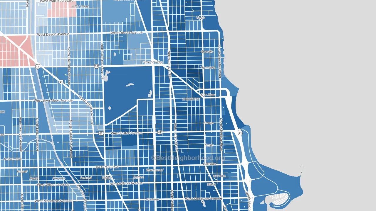 Andersonville, Chicago, IL block-group political-lean map