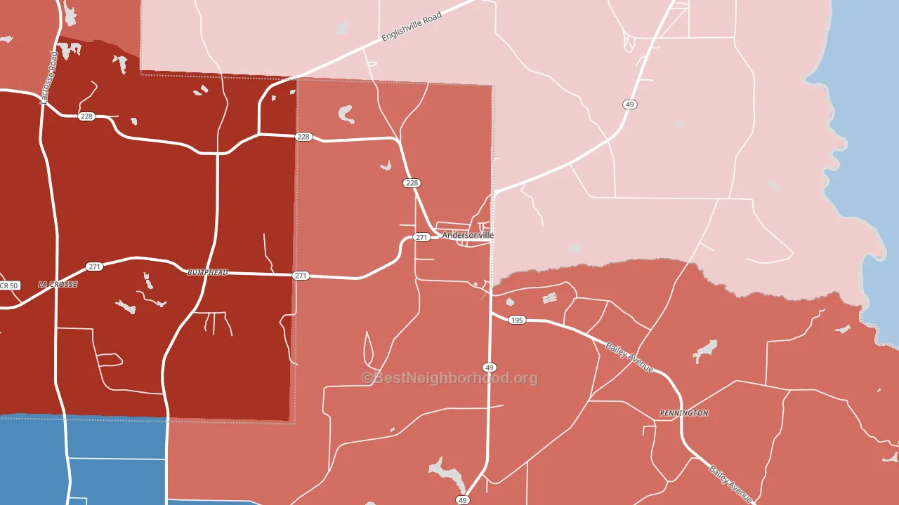 Andersonville, GA block-group political-lean map