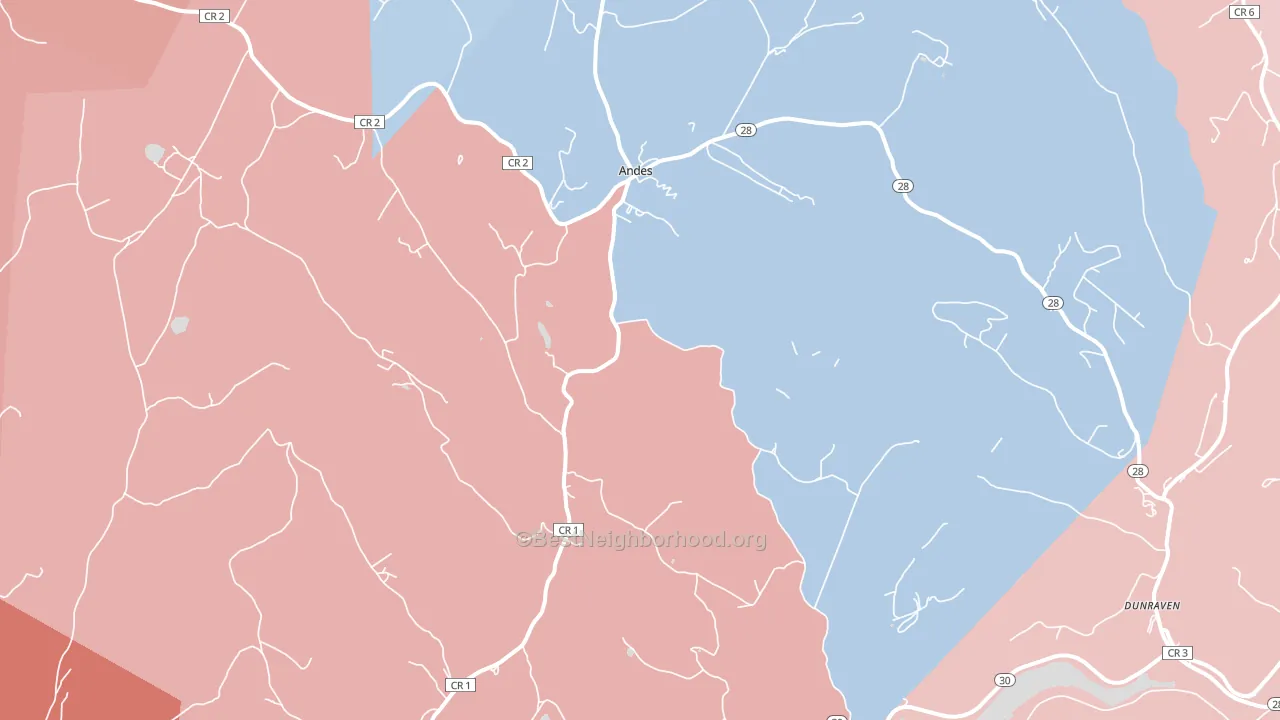 Andes, NY block-group political-lean map