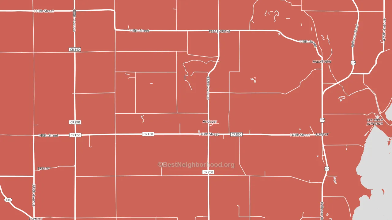 Andover, IA block-group political-lean map