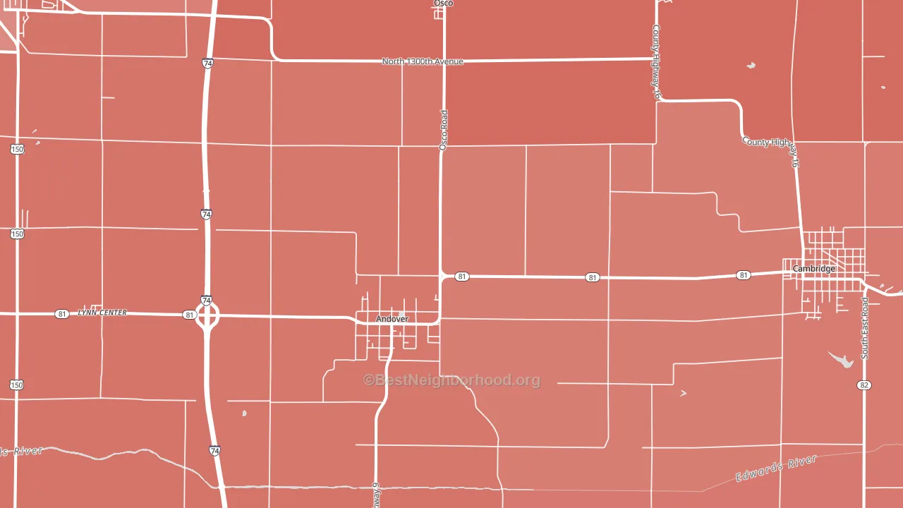 Andover, IL block-group political-lean map
