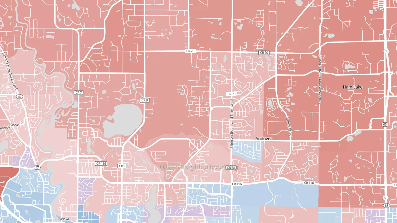 Andover, MN block-group political-lean map