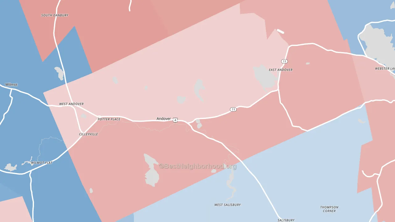 Andover, NH block-group political-lean map