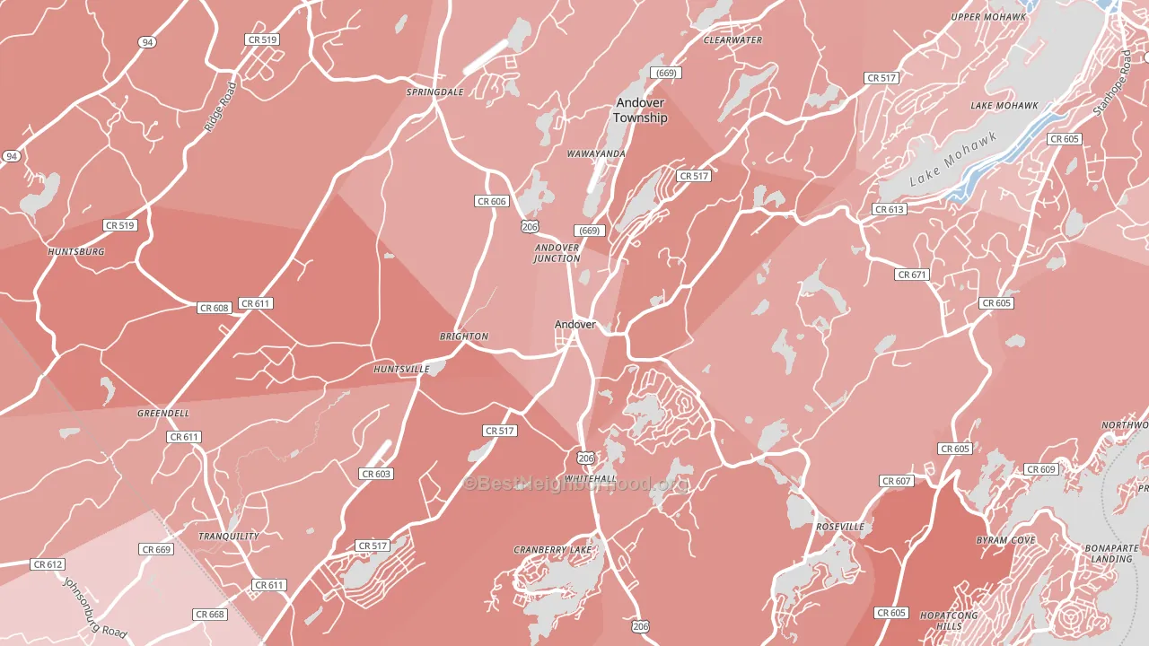 Andover, NJ block-group political-lean map
