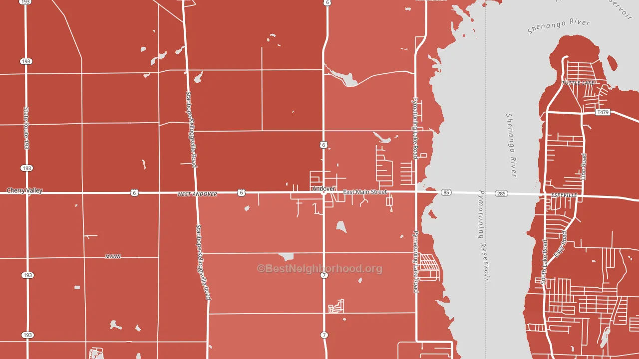 Andover, OH block-group political-lean map