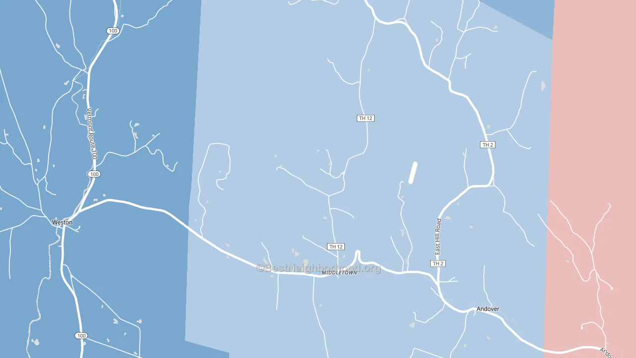 Andover, VT block-group political-lean map