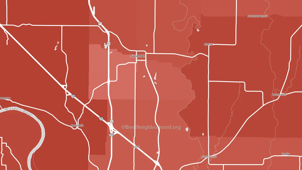 Andrew County, MO block-group political-lean map
