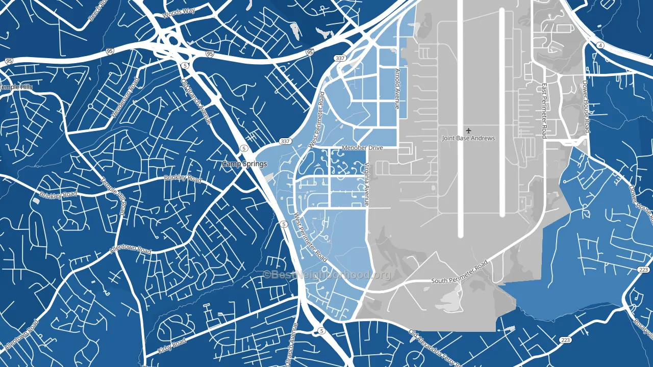 Andrews AFB, MD block-group political-lean map