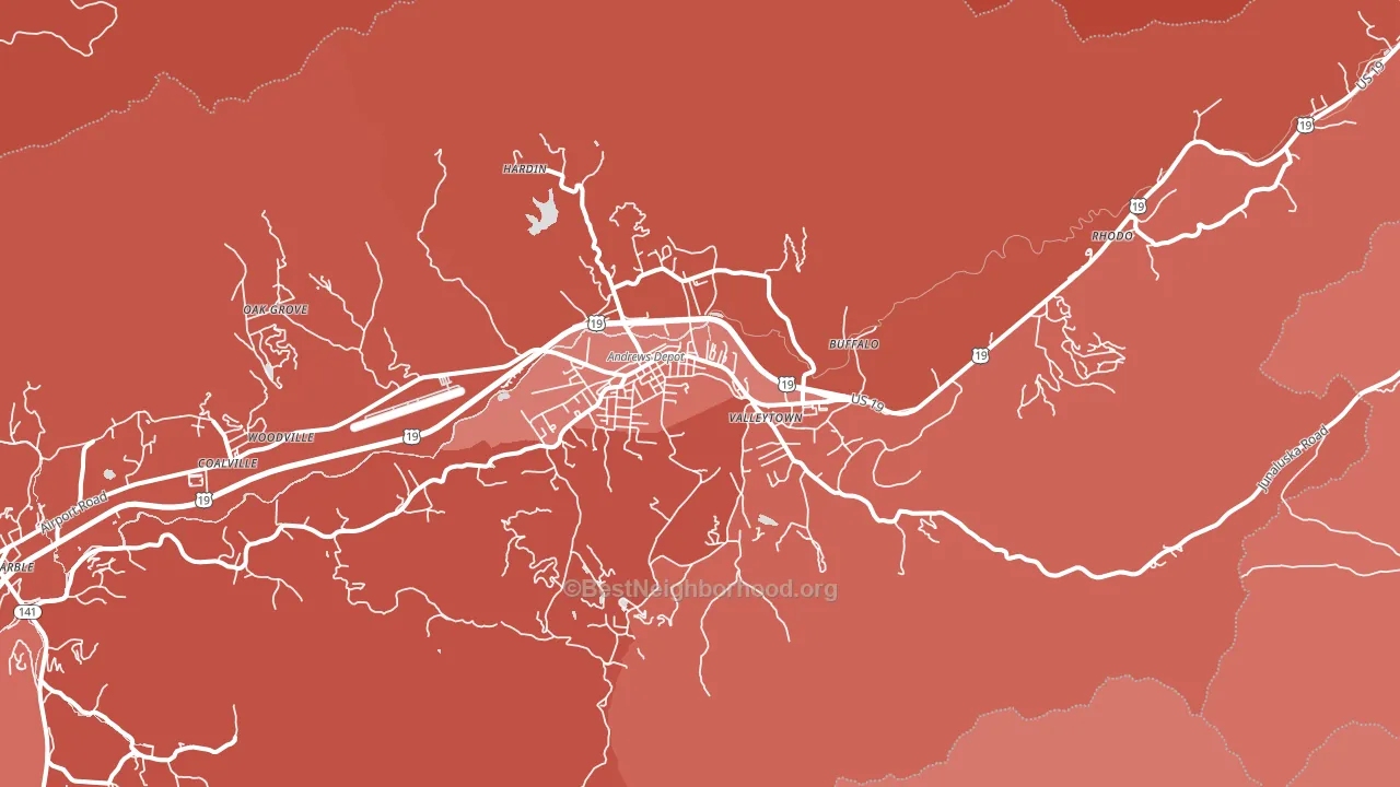 Andrews, NC block-group political-lean map