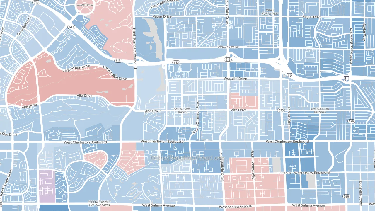 Angel Park Lindell, Las Vegas, NV block-group political-lean map