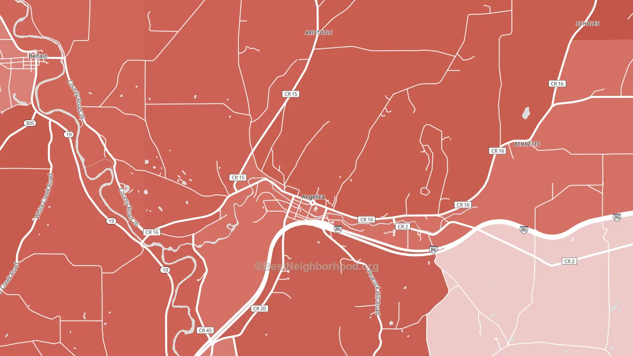 Angelica, NY block-group political-lean map