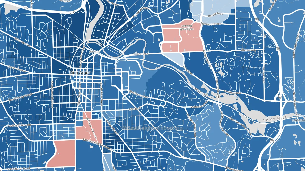 Angells, Ann Arbor, MI block-group political-lean map