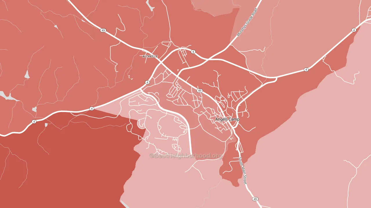 Angels, CA block-group political-lean map