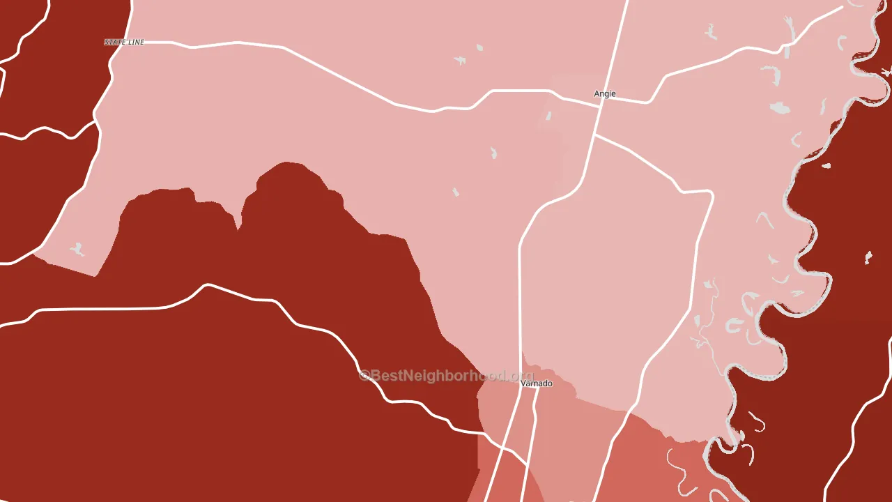 Angie, LA block-group political-lean map