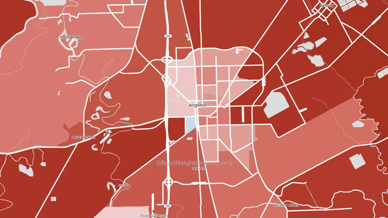 Angleton, TX block-group political-lean map