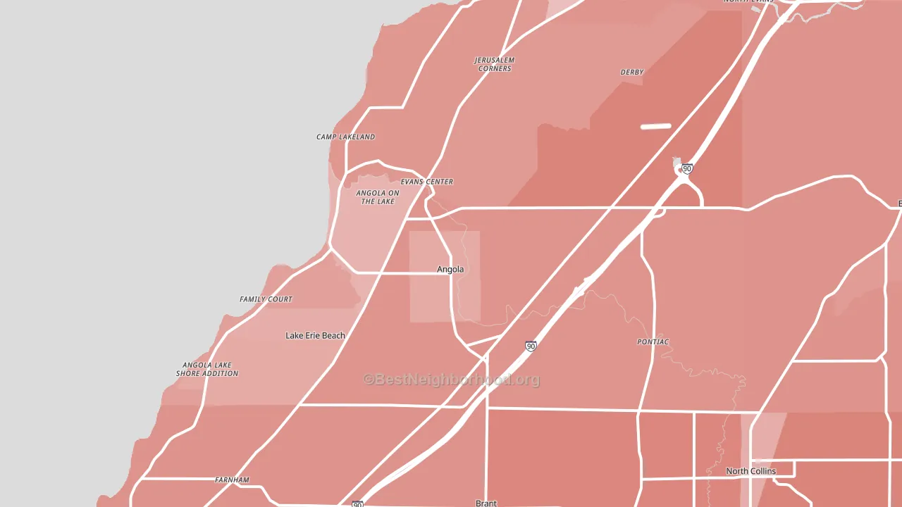 Angola, NY block-group political-lean map