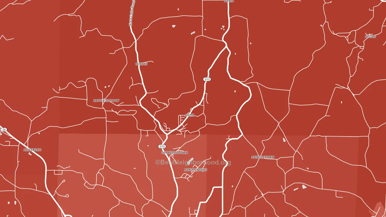 Anita, PA block-group political-lean map