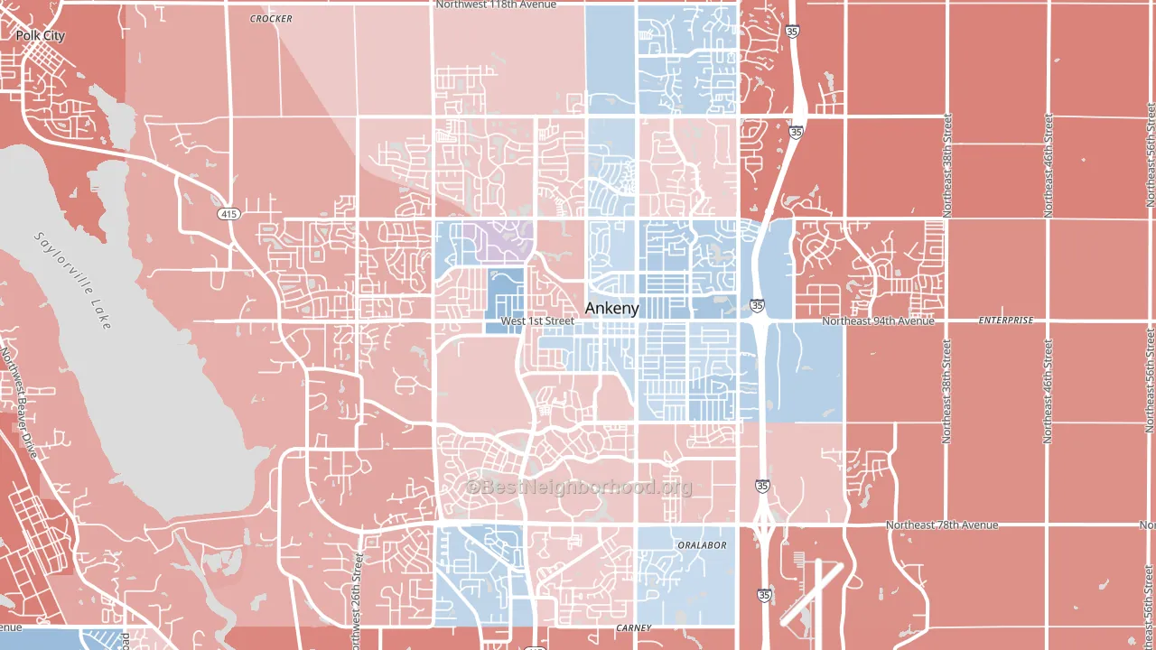 Ankeny, IA block-group political-lean map