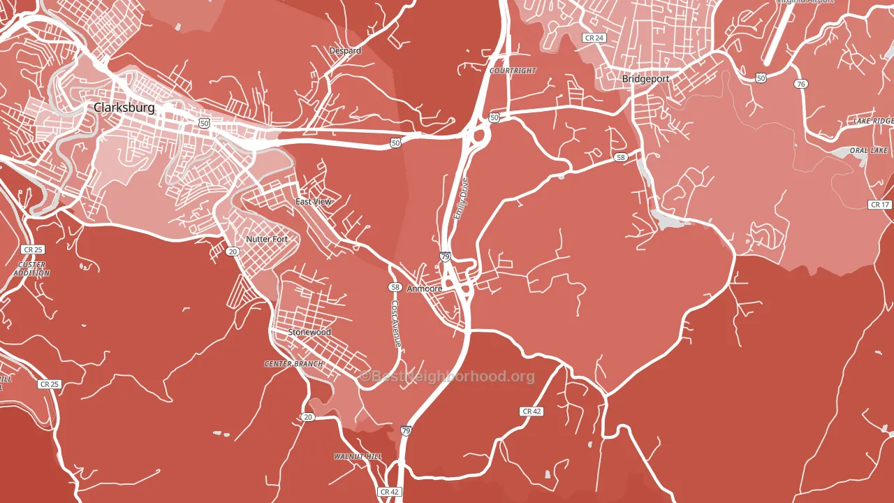 Anmoore, WV block-group political-lean map