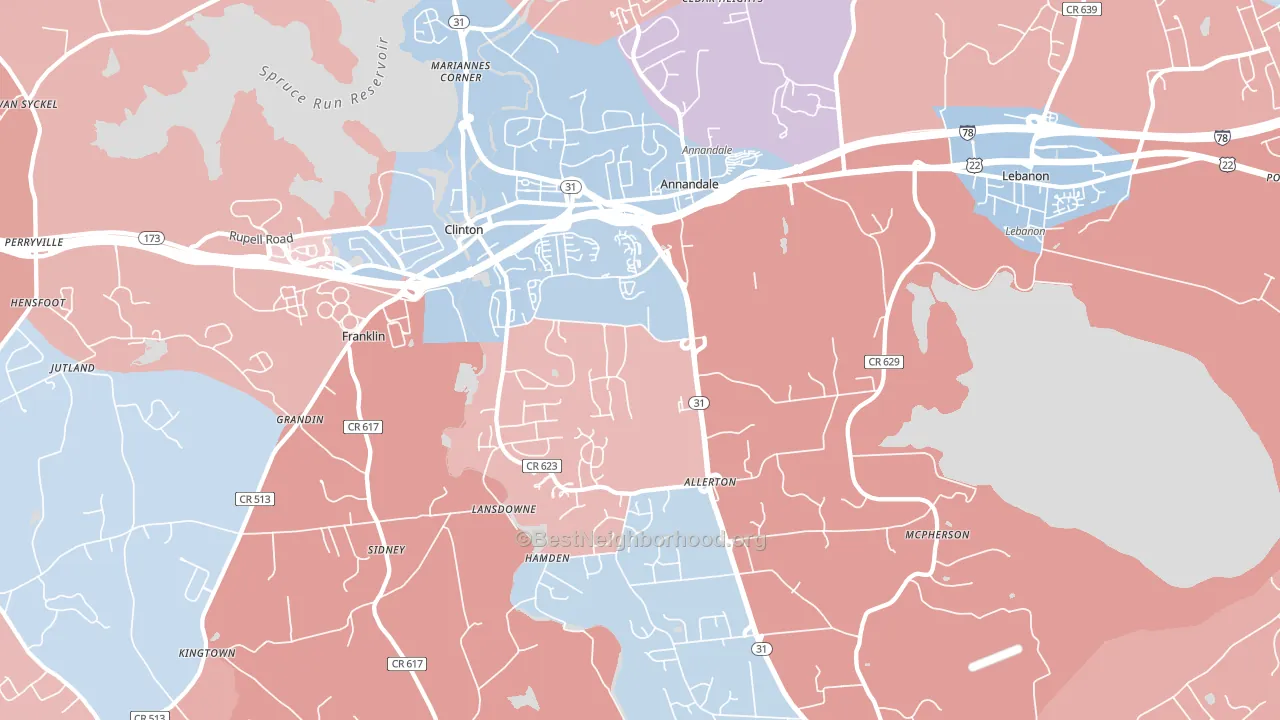 Annandale, NJ block-group political-lean map