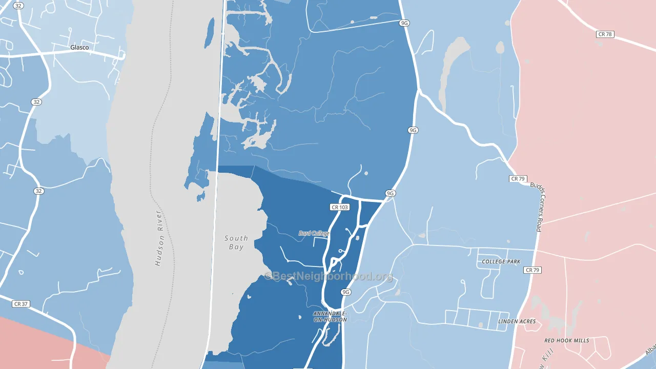 Annandale On Hudson, NY block-group political-lean map