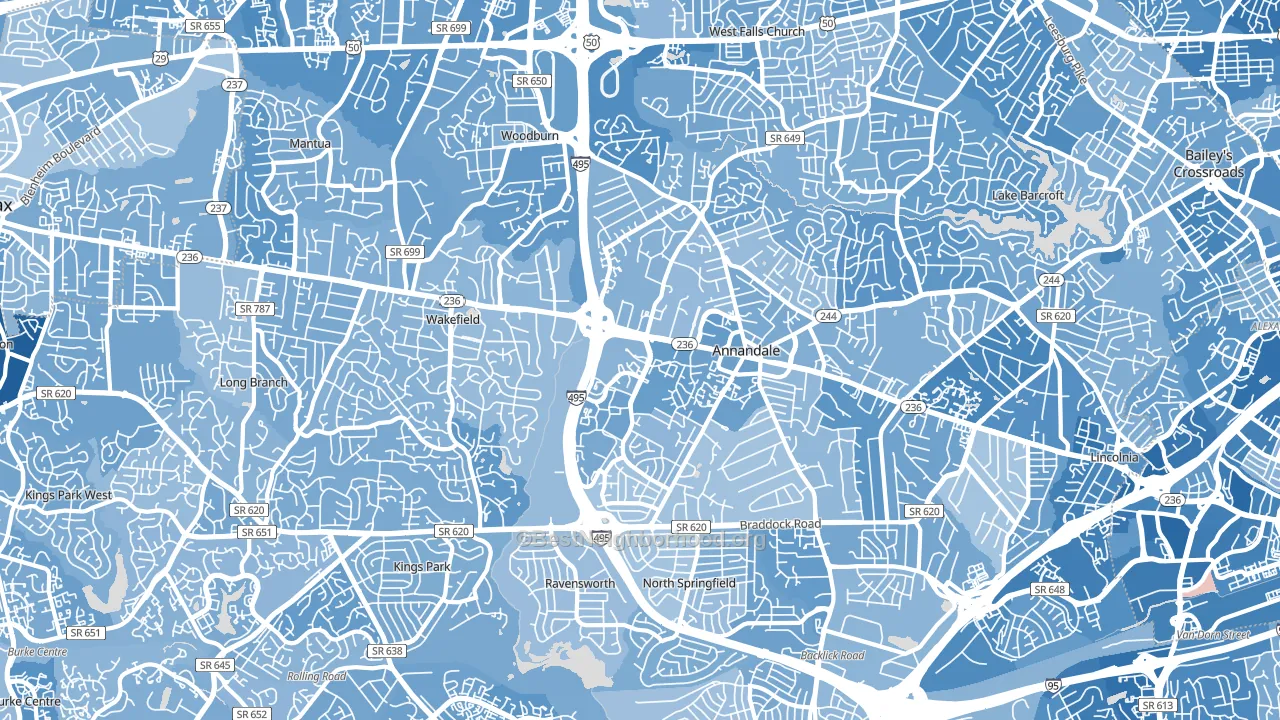 Annandale, VA block-group political-lean map