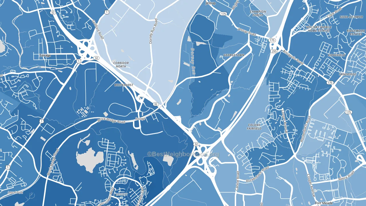 Annapolis Junction, MD block-group political-lean map